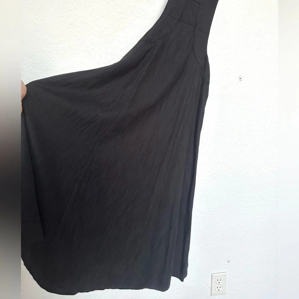 Anthropologie Midi Black Strappy Modern Pinafore Cotton Blend Apron Dress Size 8 - Picture 8 of 15